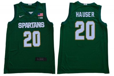 Men Joey Hauser Michigan State Spartans #20 Nike NCAA Green Authentic College Stitched Basketball Jersey QX50P71MX